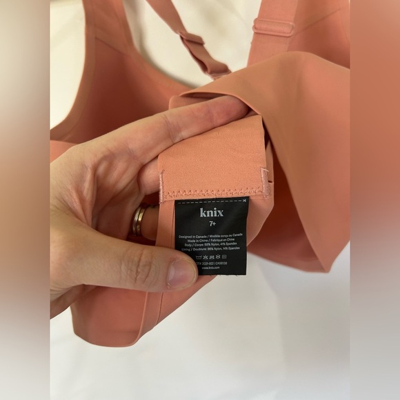 Knix Catalyst Front Zip Sports Bra Pink Ginger Cross Back High Support Size 7+ - Picture 6 of 7